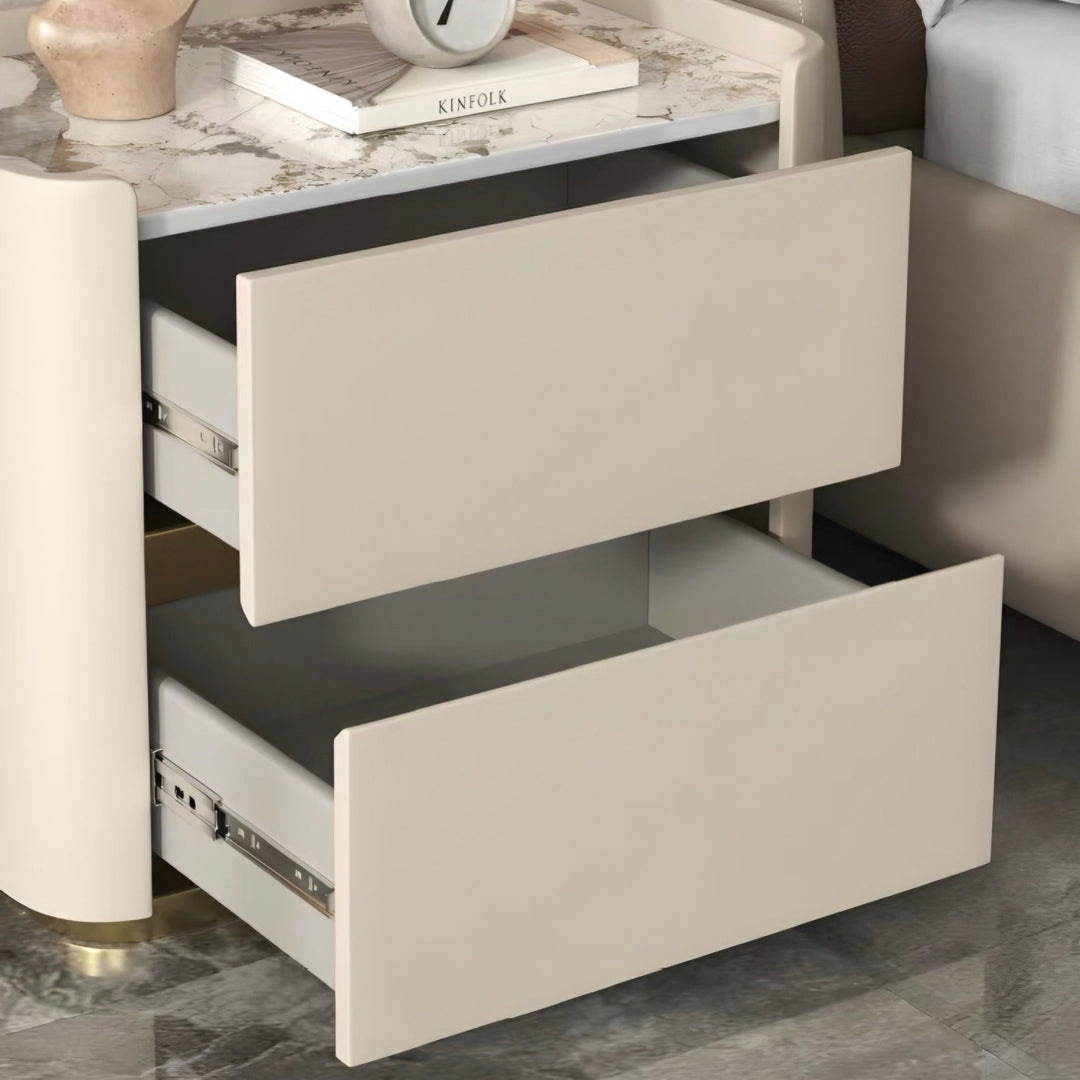 DORIAN Modern Leather Bedside Table - Cassa Haus Singapore