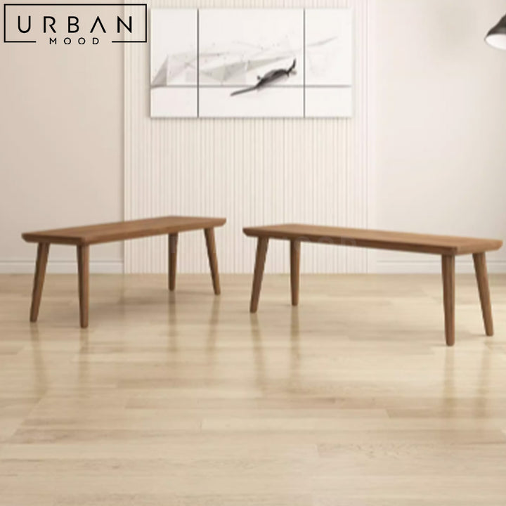 ELKE Rustic Solid Wood Bench