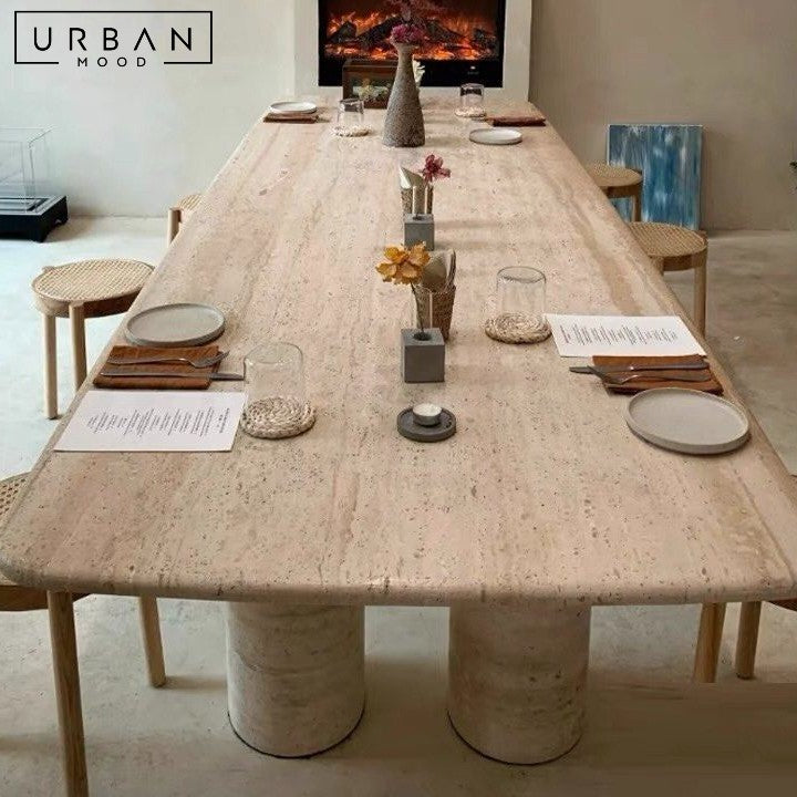 EMILIO Wabi Sabi Travertine Dining Table