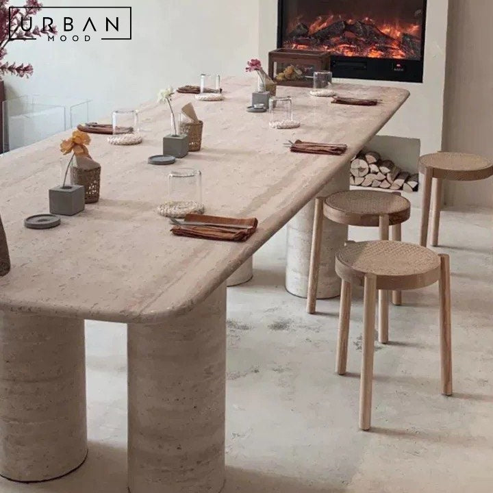 EMILIO Wabi Sabi Travertine Dining Table