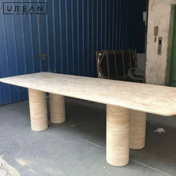 EMILIO Wabi Sabi Travertine Dining Table