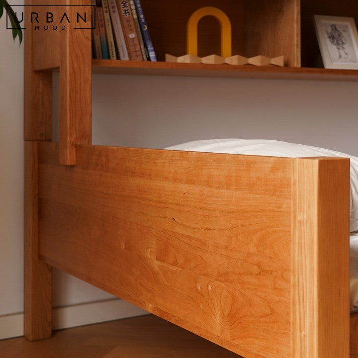 ENOLA Japanese Solid Wood Bedframe with Cabinet