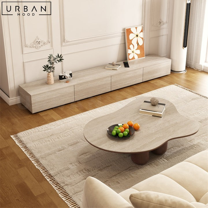 ERINA Modern Travertine Coffee Table