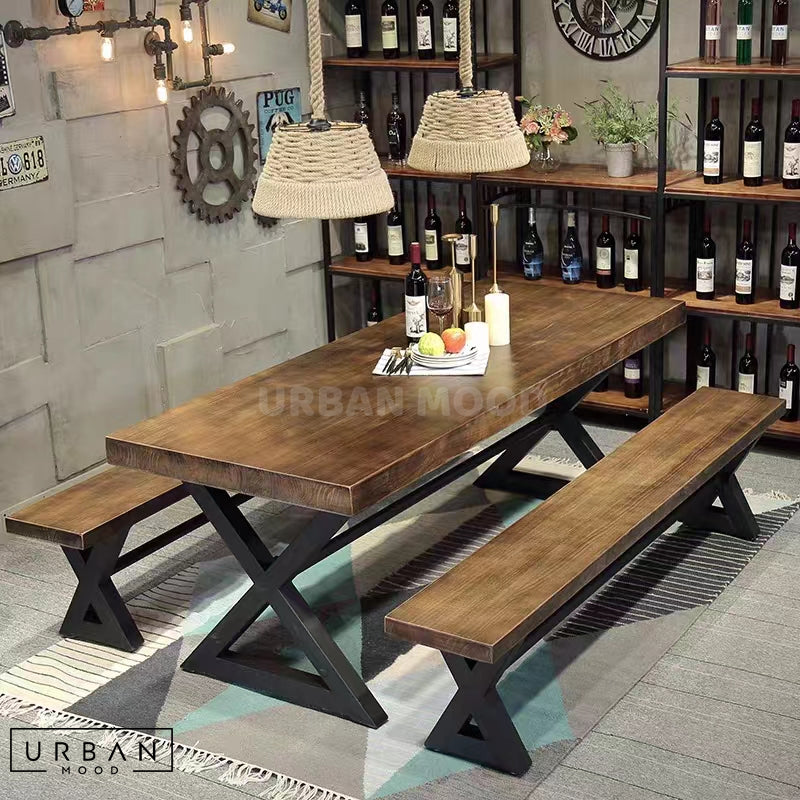 ESSENCE Industrial Solid Wood Dining Table