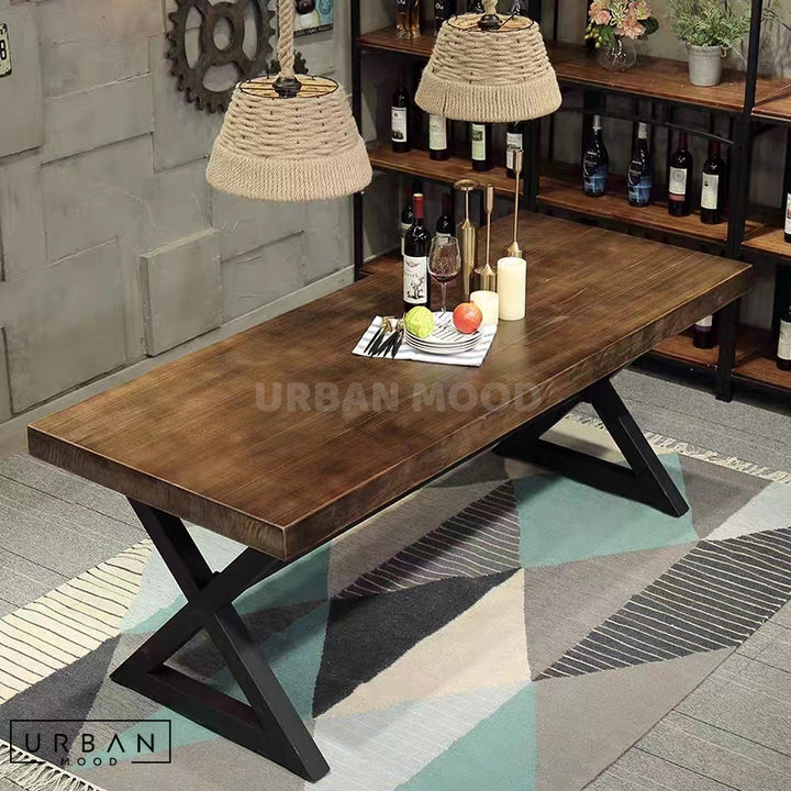 ESSENCE Industrial Solid Wood Dining Table