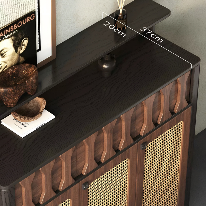 ESVARO Rustic Rattan Shoe Cabinet - Urban Mood Singapore