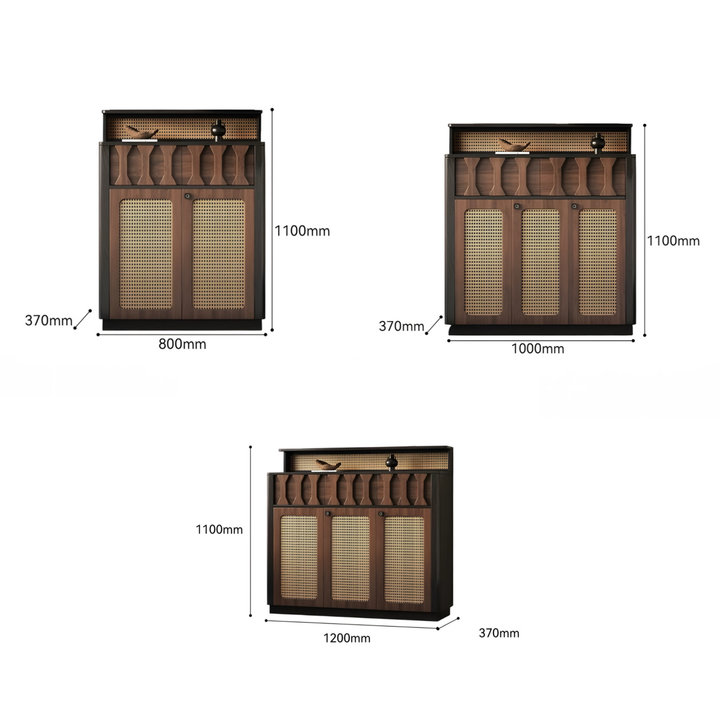 ESVARO Rustic Rattan Shoe Cabinet - Urban Mood Singapore