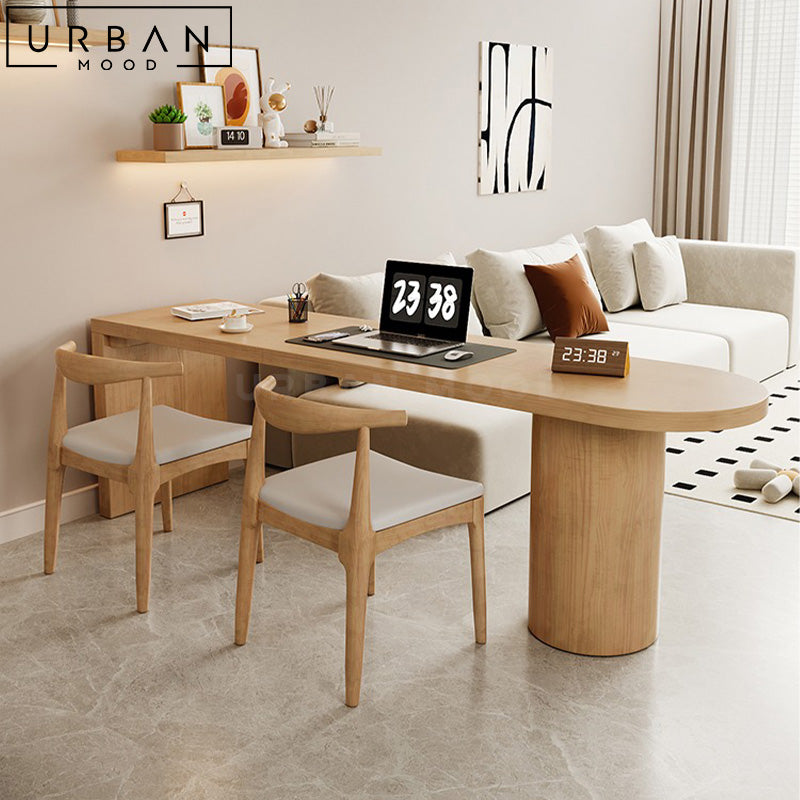 ETHNA Japandi Solid Wood Study Table – Urban Mood