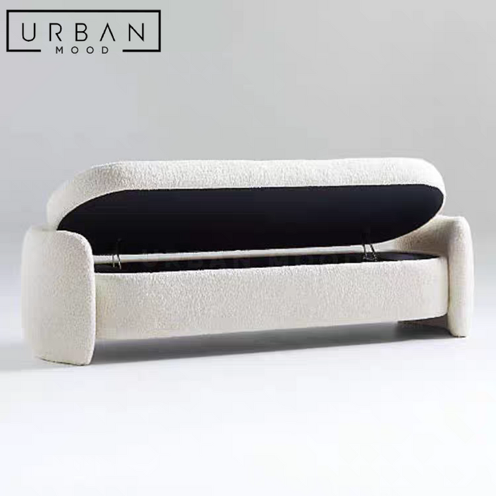 ELVEN Modern Boucle Storage Ottoman