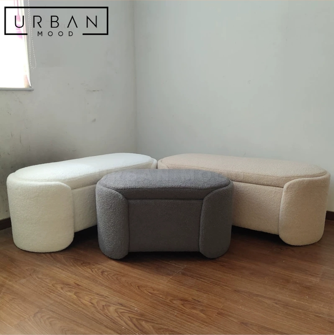 ELVEN Modern Boucle Storage Ottoman