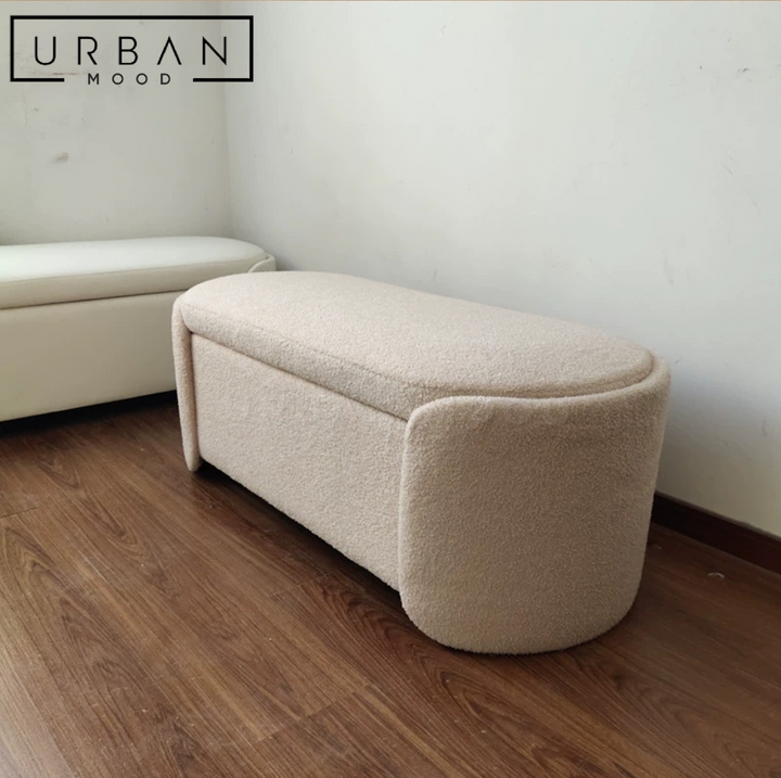 ELVEN Modern Boucle Storage Ottoman