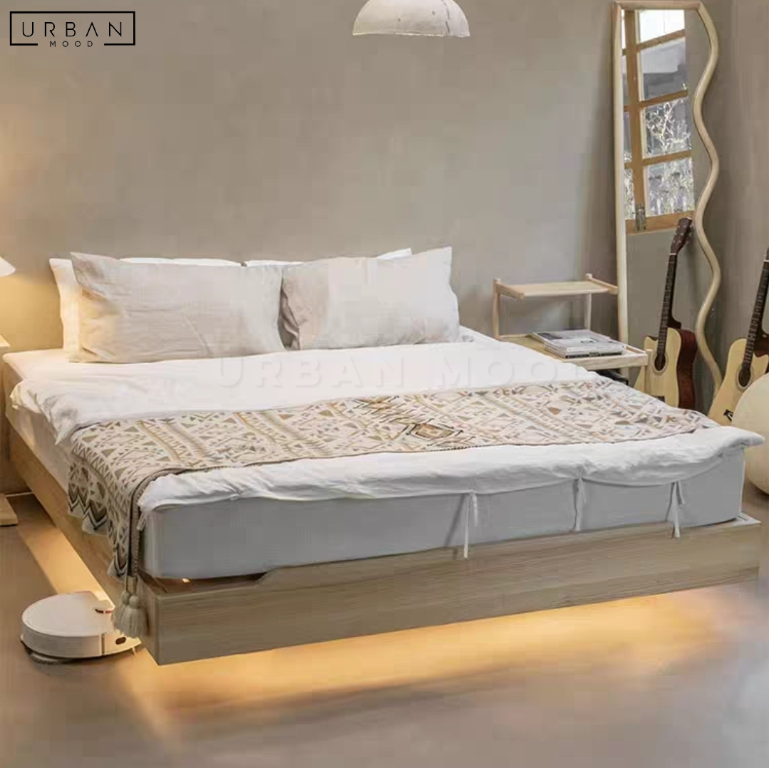 ESTEVES Japandi Solid Wood Floating Bedframe