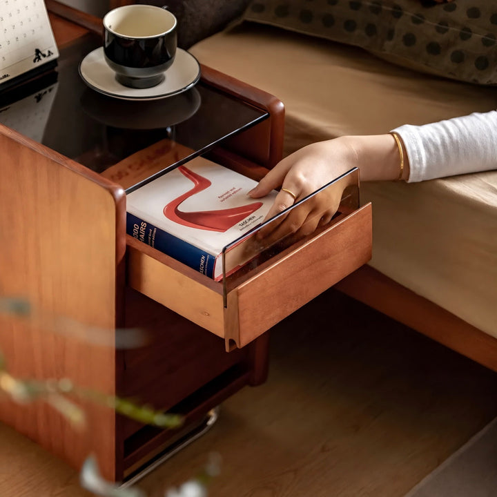 MORVEN Modern Solid Wood Bedside Table - Cassa Haus Singapore