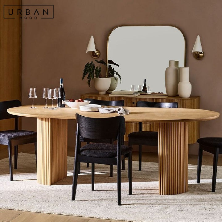 FABRON Modern Solid Wood Oval Dining Table