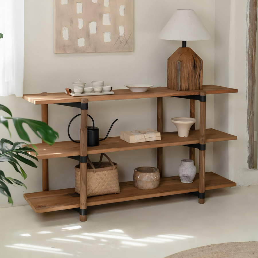 FALDRIC Rustic Solid Wood Display Shelf - Urban Mood Singapore