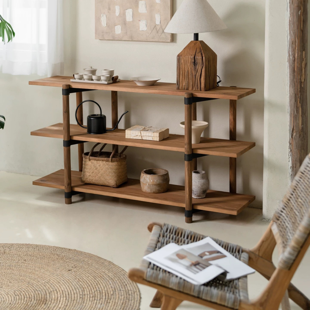 FALDRIC Rustic Solid Wood Display Shelf - Urban Mood Singapore
