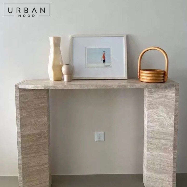 FAWZ Modern Travertine Console Table
