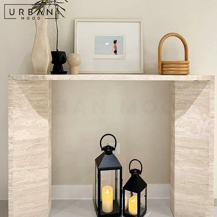 FAWZ Modern Travertine Console Table