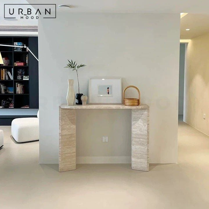 FAWZ Modern Travertine Console Table