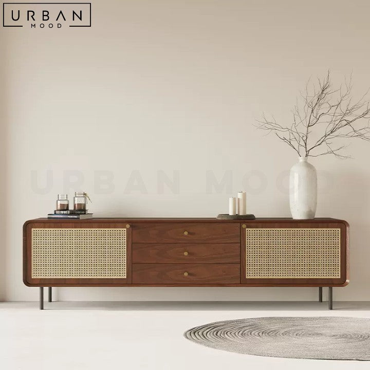 FERNAN Rustic Rattan TV Console