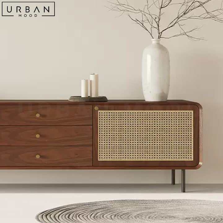 FERNAN Rustic Rattan TV Console