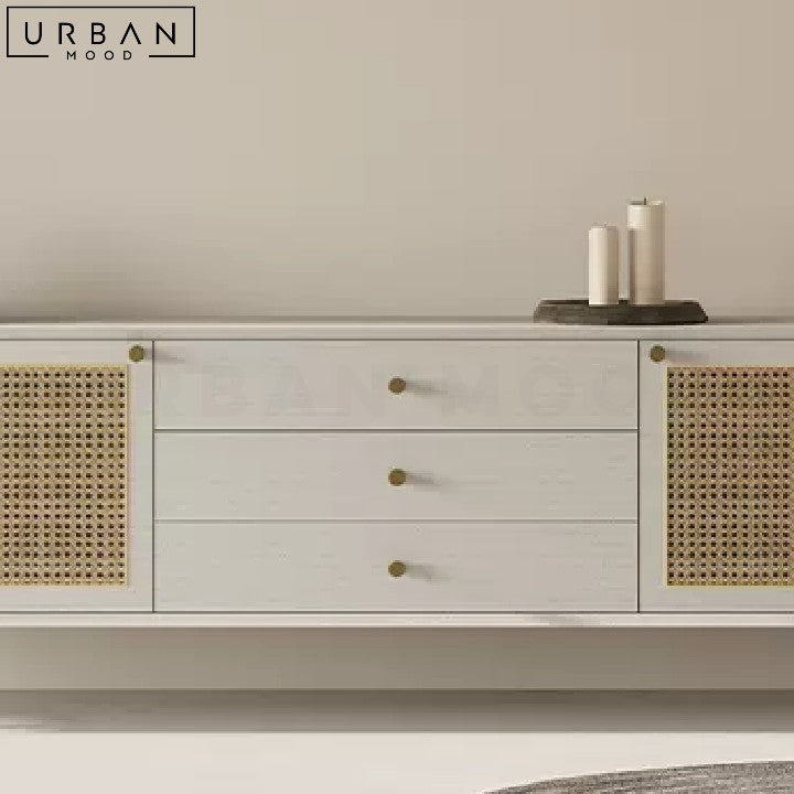 FERNAN Rustic Rattan TV Console