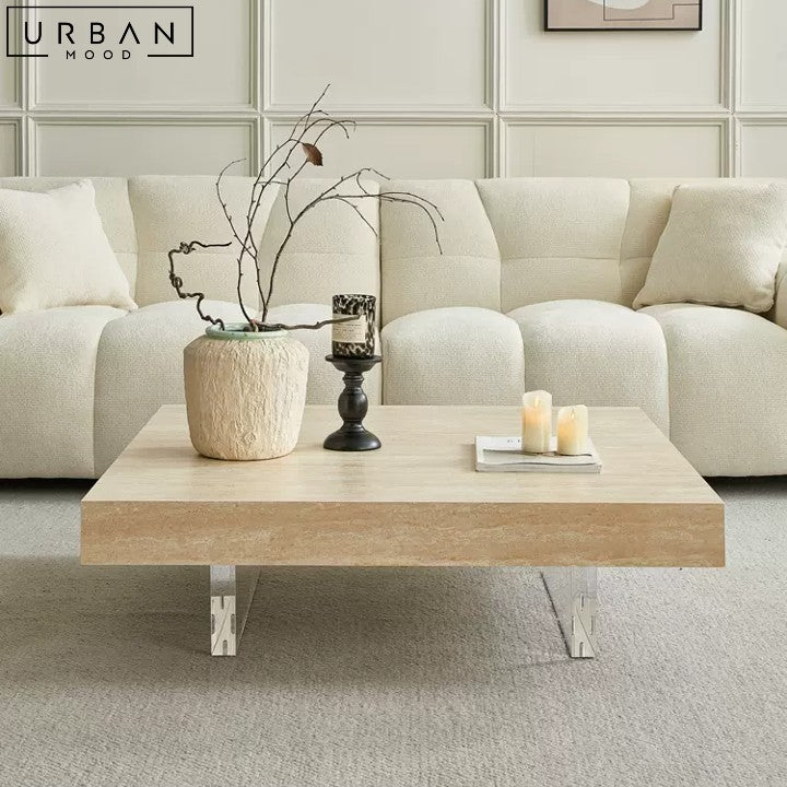 FILIPPA Modern Floating Travertine Coffee Table