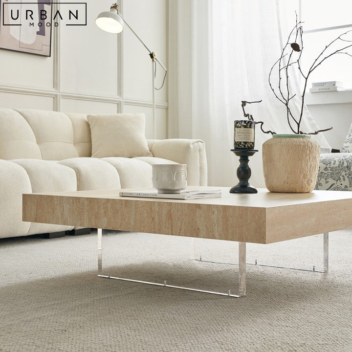 FILIPPA Modern Floating Travertine Coffee Table