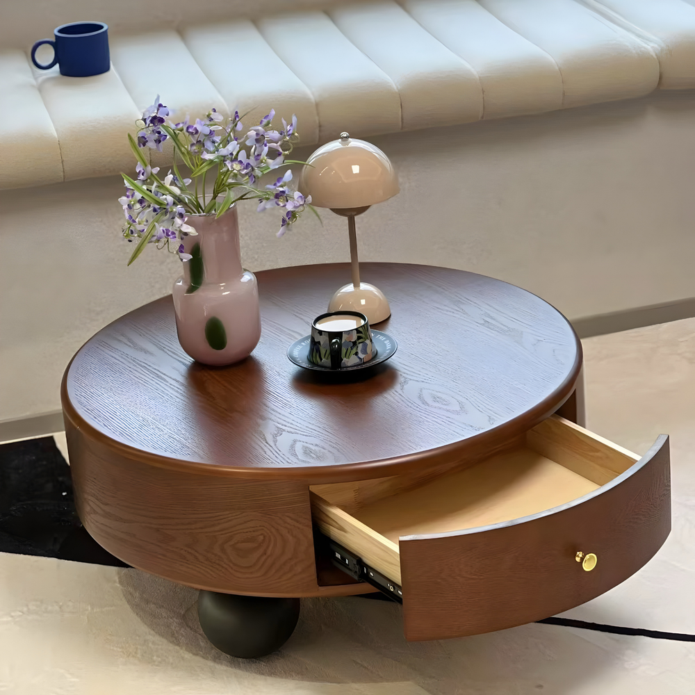 FLEUREN Modern Round Walnut Coffee Table - Urban Mood Singapore