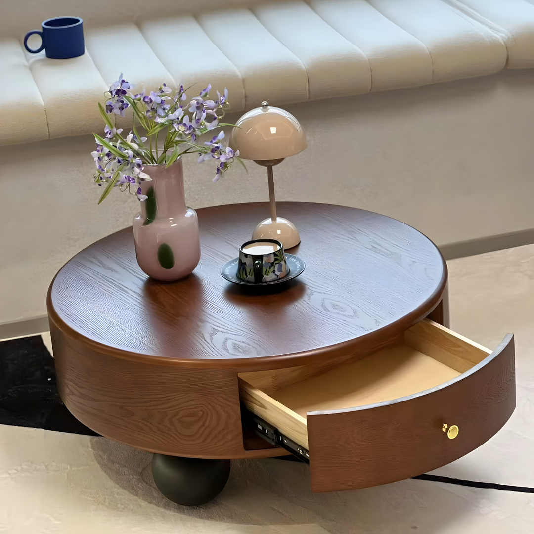 FLEUREN Modern Round Walnut Coffee Table - Urban Mood Singapore