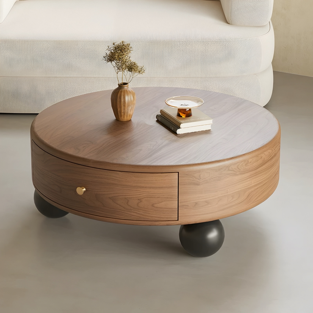 FLEUREN Modern Round Walnut Coffee Table - Urban Mood Singapore