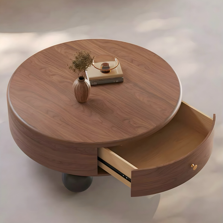 FLEUREN Modern Round Walnut Coffee Table - Urban Mood Singapore