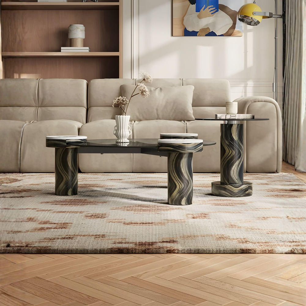 FLORENTIA Modern Italian Round Sintered Stone Coffee Table Set - Urban Mood Singapore