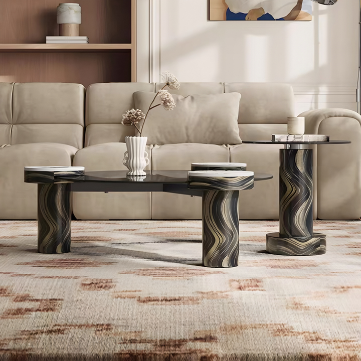 FLORENTIA Modern Italian Round Sintered Stone Coffee Table Set - Urban Mood Singapore