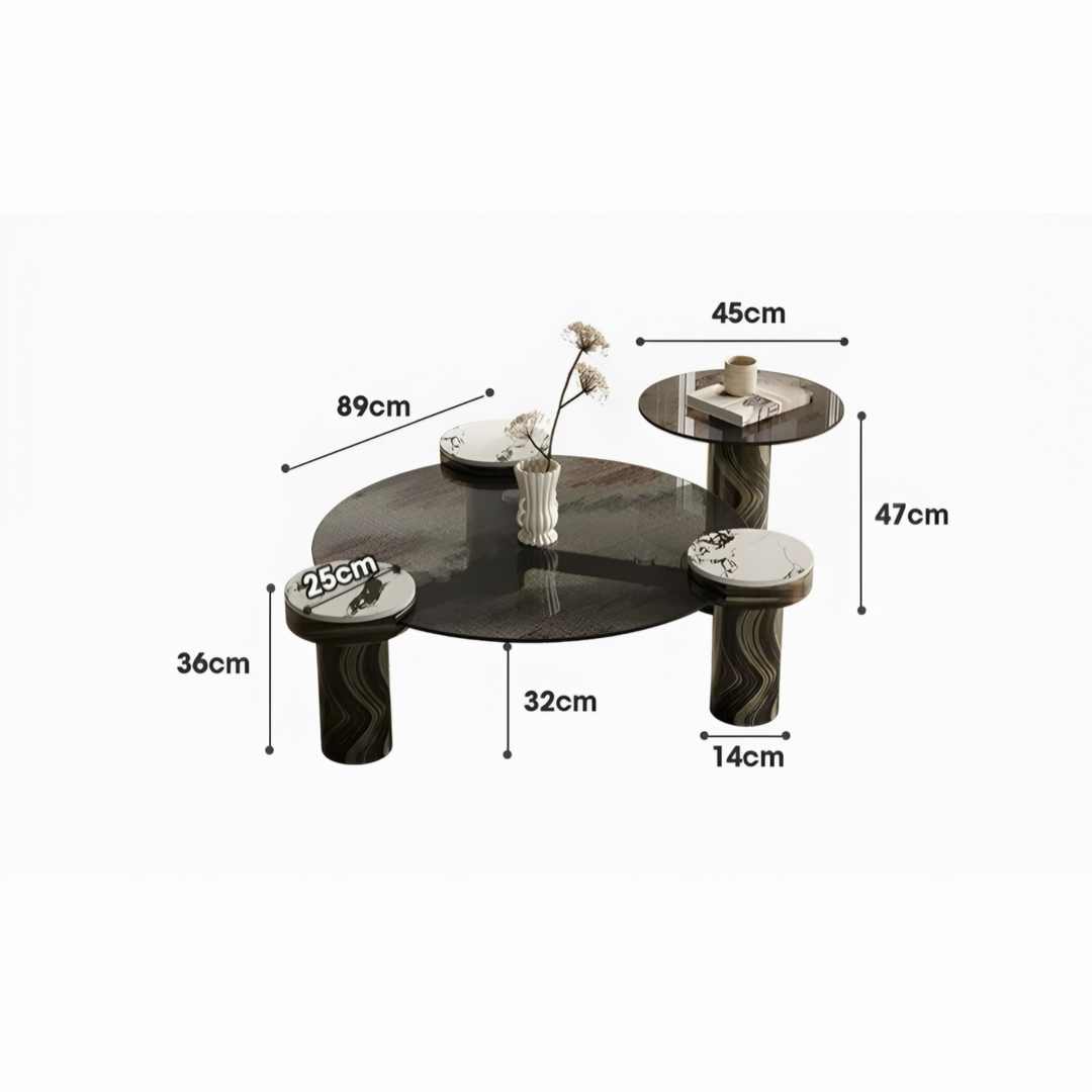FLORENTIA Modern Italian Round Sintered Stone Coffee Table Set - Urban Mood Singapore