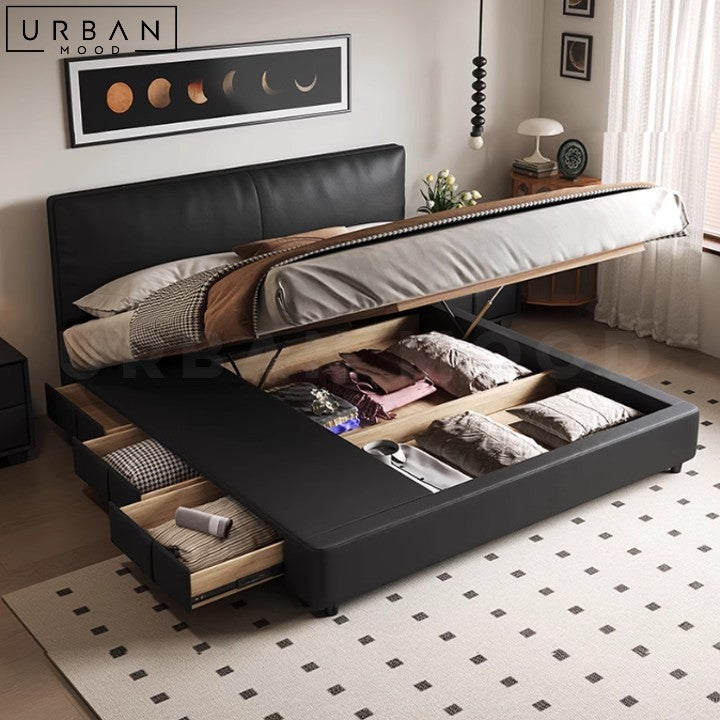 FOTIA Modern Leather Storage Bedframe