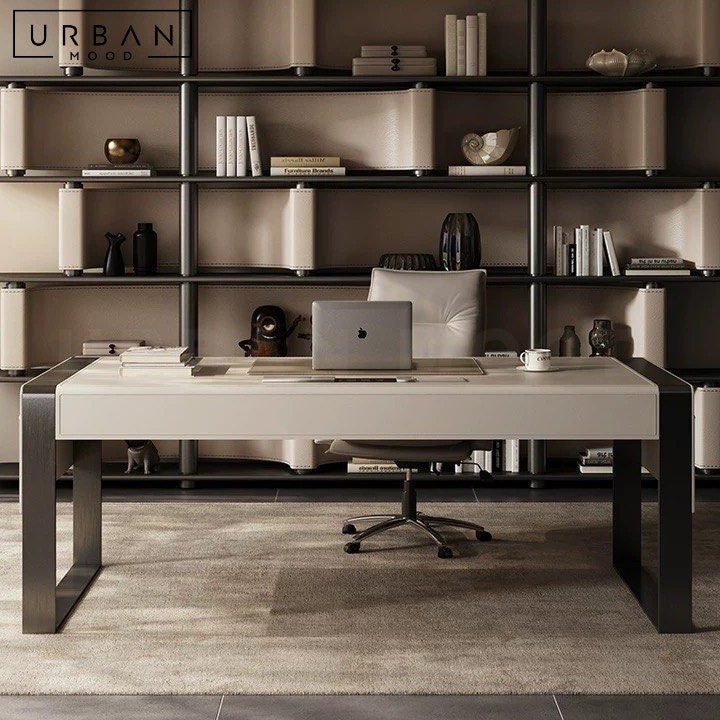 FOUDA Modern Leather Study Table