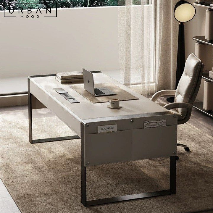 FOUDA Modern Leather Study Table