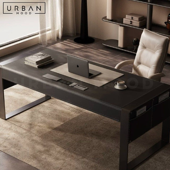 FOUDA Modern Leather Study Table