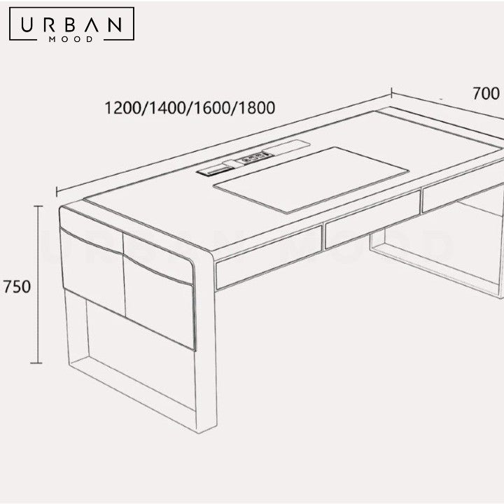 FOUDA Modern Leather Study Table