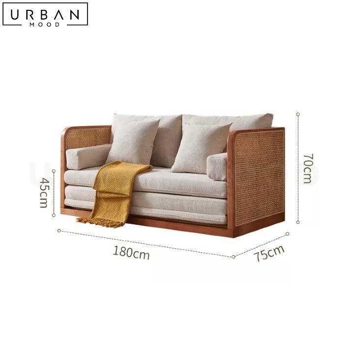 FRANCINE Japandi Rattan Sofa Bed