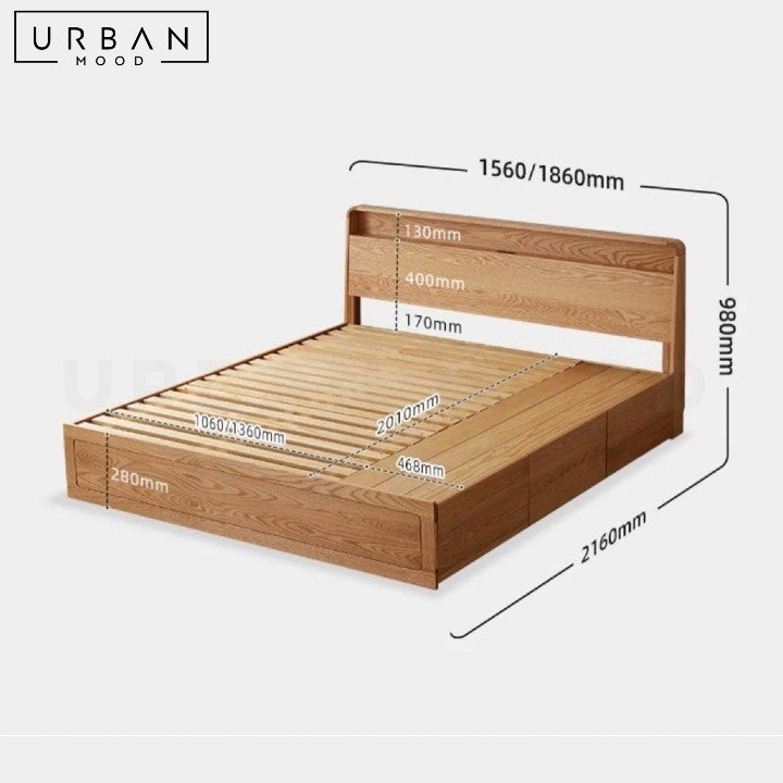 FURER Scandinavian Solid Wood Storage Bedframe