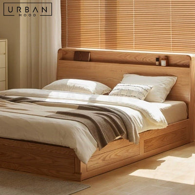 FURER Scandinavian Solid Wood Storage Bedframe