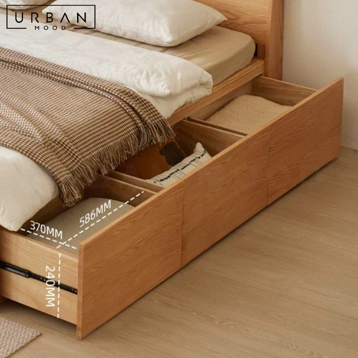 FURER Scandinavian Solid Wood Storage Bedframe