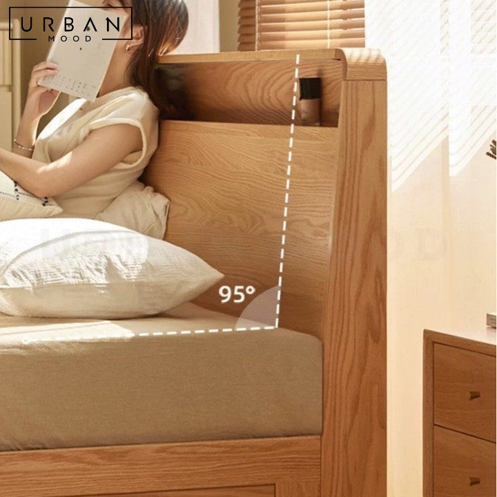 FURER Scandinavian Solid Wood Storage Bedframe