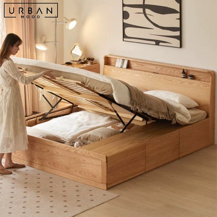 FURER Scandinavian Solid Wood Storage Bedframe