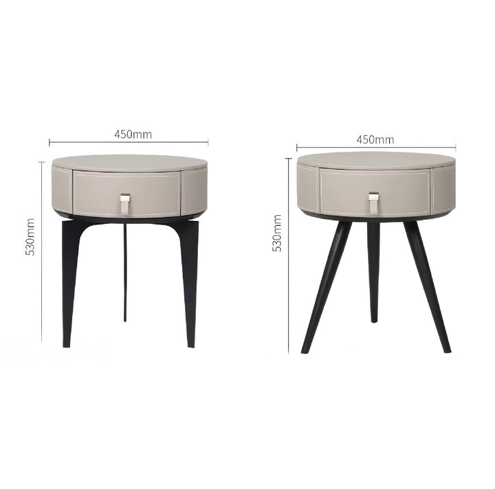 ZENORA Minimalist Round Storage Bedside Table - Cassa Haus Singapore