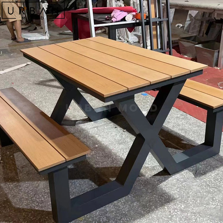 GABIN Modern Solid Wood Outdoor Table & Bench