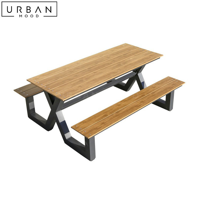 GABIN Modern Solid Wood Outdoor Table & Bench