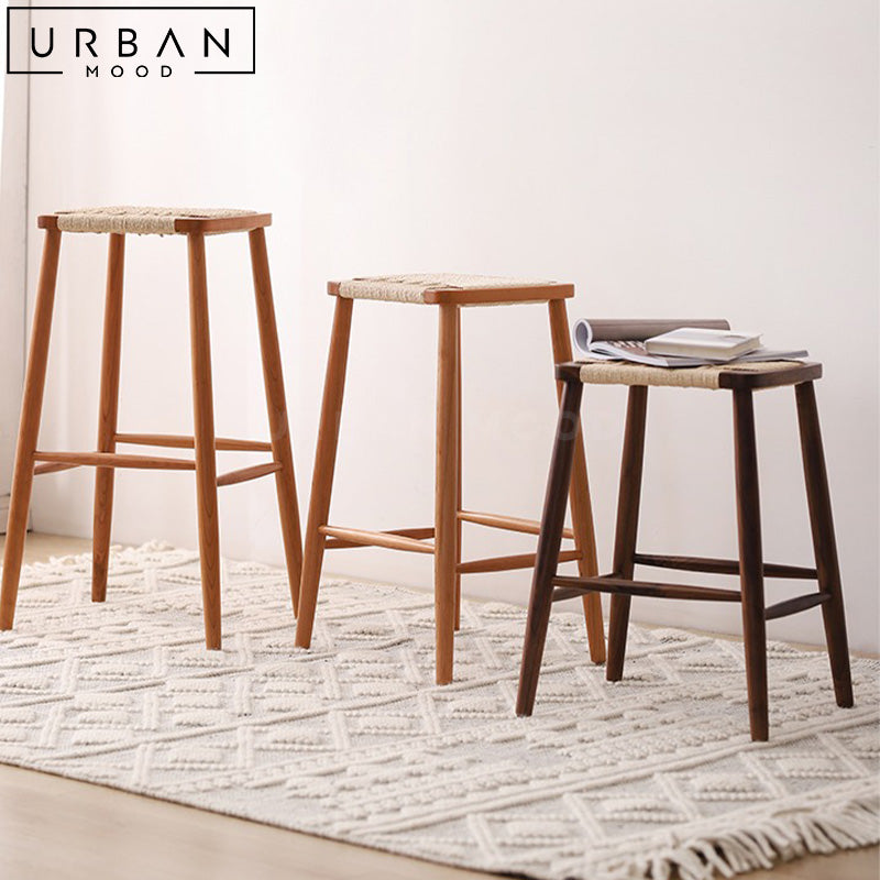 GIANE Japandi Solid Wood Bar Stool